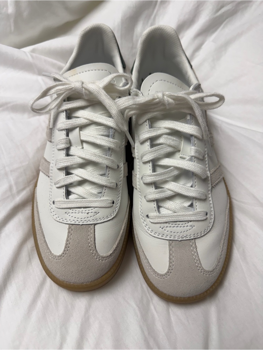 Gola White Leather Sneakers with Beige Suede Stripes and Gum Sole - Picture 2 of 6
